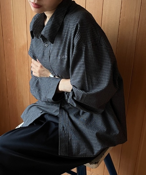 BROKEN BASE(ブロークンベース)の「Pin-check shirt / ピンチェックシャツ(シャツ/ブラウス・メンズ・ブラック/グレー・LARGE/MEDIUM)」の1枚目の写真