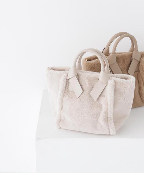 NATURAL BEAUTY BASIC(ナチュラルビューティーベーシック)の「ヘアリーリボントート(トートバッグ・レディース・キャメル/オフホワイト・-)」の2枚目の写真