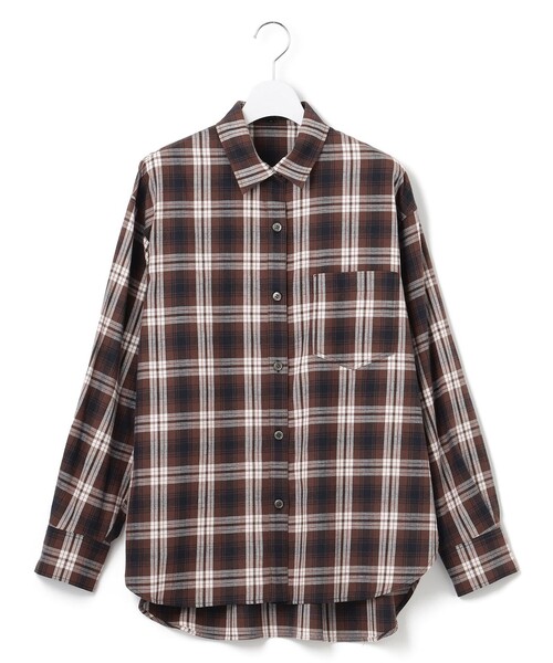23区 L(ニジュウサンクオオキイサイズ)の「チェックネル シャツ(シャツ/ブラウス・レディース・ネイビー系3/ブラック系3/ダークブラウン系3・44/46/48)」の5枚目の写真