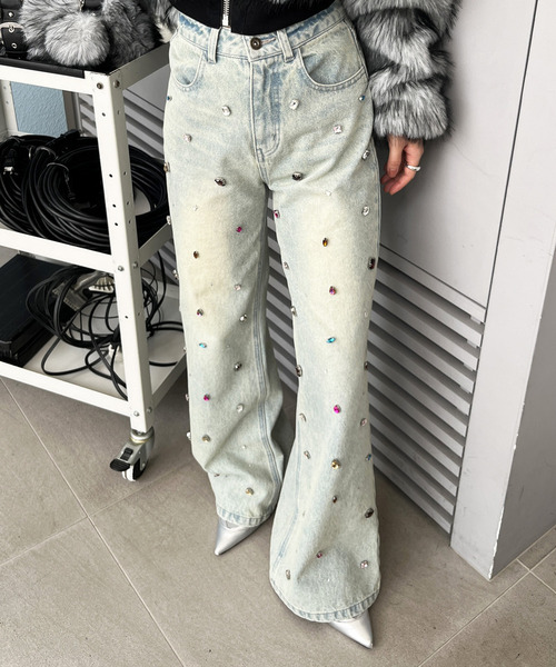 SPIRALGIRL(スパイラルガール)の「ジュエリーフレアデニム(デニムパンツ・レディース・ブルー・MEDIUM/SMALL)」の8枚目の写真