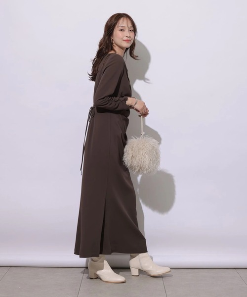 Mystrada(マイストラーダ)の「長袖ドレープワンピース(ワンピース・レディース・ブラウン/ベージュ系その他・38/36/34)」の6枚目の写真