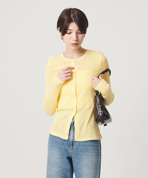 PALM(パーム)の「【別注】<PALM>クルーネック カーディガン(カーディガン/ボレロ・レディース・オフホワイト/イエロー/ブラウン系・FREE)」の4枚目の写真