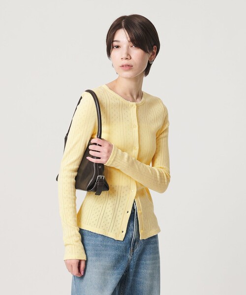 PALM(パーム)の「【別注】<PALM>クルーネック カーディガン(カーディガン/ボレロ・レディース・オフホワイト/イエロー/ブラウン系・FREE)」の5枚目の写真