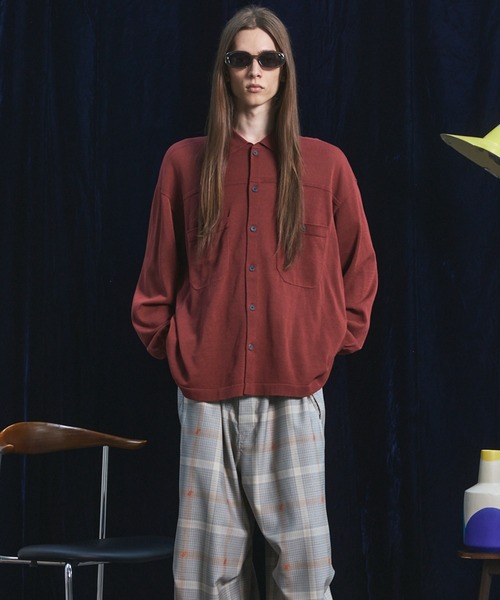 MAISON SPECIAL（メゾンスペシャル）の「《UNISEX》ダブルポケットプライムオーバーミリタリーニットシャツ/Double Pocket Prime-Over Military Knit Shirt【MAISON SPECIAL/メゾンスペシャル】（カーディガン/ボレロ・メンズ・バーガンディー/ブラック/グリーン・0/1/2）」の7枚目の写真