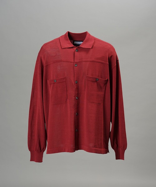 MAISON SPECIAL（メゾンスペシャル）の「《UNISEX》ダブルポケットプライムオーバーミリタリーニットシャツ/Double Pocket Prime-Over Military Knit Shirt【MAISON SPECIAL/メゾンスペシャル】（カーディガン/ボレロ・メンズ・バーガンディー/ブラック/グリーン・0/1/2）」の10枚目の写真