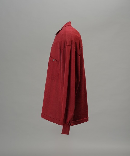MAISON SPECIAL（メゾンスペシャル）の「《UNISEX》ダブルポケットプライムオーバーミリタリーニットシャツ/Double Pocket Prime-Over Military Knit Shirt【MAISON SPECIAL/メゾンスペシャル】（カーディガン/ボレロ・メンズ・バーガンディー/ブラック/グリーン・0/1/2）」の11枚目の写真