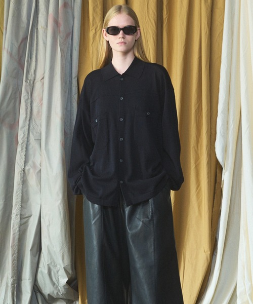 MAISON SPECIAL（メゾンスペシャル）の「《UNISEX》ダブルポケットプライムオーバーミリタリーニットシャツ/Double Pocket Prime-Over Military Knit Shirt【MAISON SPECIAL/メゾンスペシャル】（カーディガン/ボレロ・メンズ・バーガンディー/ブラック/グリーン・0/1/2）」の21枚目の写真