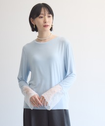 SUGAR ROSE 袖レースクルーネックプルオーバー