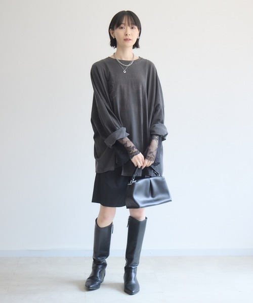 Paradise Picnic（パラダイスピクニック）の「SUGAR ROSE 袖レースクルーネックプルオーバー（Tシャツ/カットソー・レディース・チャコールグレー/ホワイト/ブルー・FREE）」の10枚目の写真