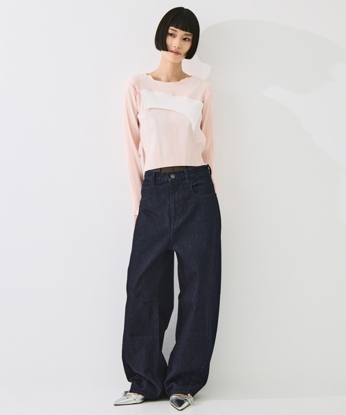STUDIOUS(ステュディオス)の「【STUDIOUS/ステュディオス】Damaged Barrel Leg Jeans/ダメージバレルレッグジーンズ/美脚デニム/小尻効果(デニムパンツ・レディース・インディゴブルー・2/1)」の5枚目の写真