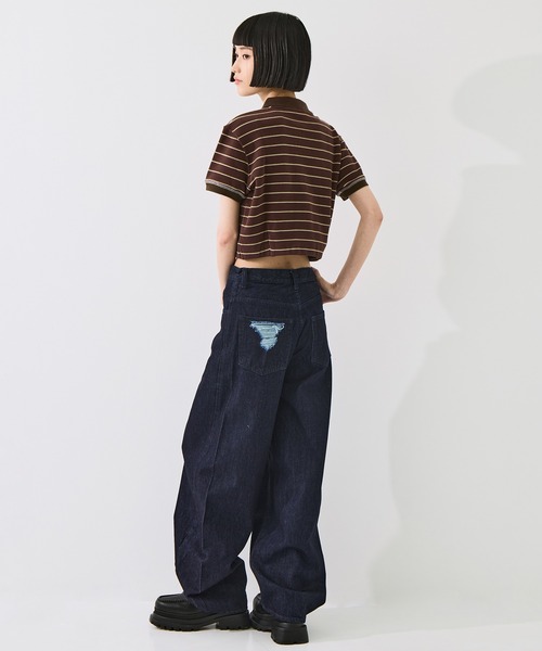 STUDIOUS(ステュディオス)の「【STUDIOUS/ステュディオス】Damaged Barrel Leg Jeans/ダメージバレルレッグジーンズ/美脚デニム/小尻効果(デニムパンツ・レディース・インディゴブルー・2/1)」の3枚目の写真