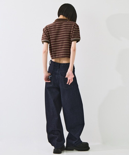 STUDIOUS(ステュディオス)の「【STUDIOUS/ステュディオス】Damaged Barrel Leg Jeans/ダメージバレルレッグジーンズ/美脚デニム/小尻効果(デニムパンツ・レディース・インディゴブルー・2/1)」の4枚目の写真