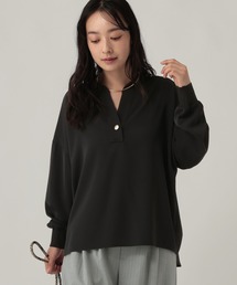 【ON/OFFで着まわせる】バックサテンスキッパーブラウス/1071893