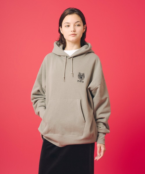 KAVU(カブー)の「KAVU/カブー OP Parka Bear/ワンポイント パーカー ベア(パーカー・メンズ・ライトグレー/ベージュ/ブラック・SMALL/LARGE/MEDIUM)」の3枚目の写真