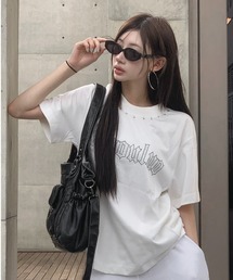 オーバーダブルラインストーンTシャツ