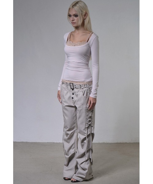 FANCY CLUB（ファンシークラブ）の「A'GEM/9 × .kom 『FANCY CLUB/ファンシークラブ』LACE LAYERED LONG SLEEVE/レースレイヤードロングスリーブカットソー（Tシャツ/カットソー・レディース・アイボリー/ブラック/パープル・FREE）」の21枚目の写真