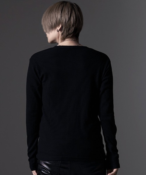 RUDOL(ルドル)の「『RUDOL/ルドル』1P刺しゅうワッフルヘンリーTシャツ(Tシャツ/カットソー・メンズ・ブラック/ホワイト・L/M)」の5枚目の写真