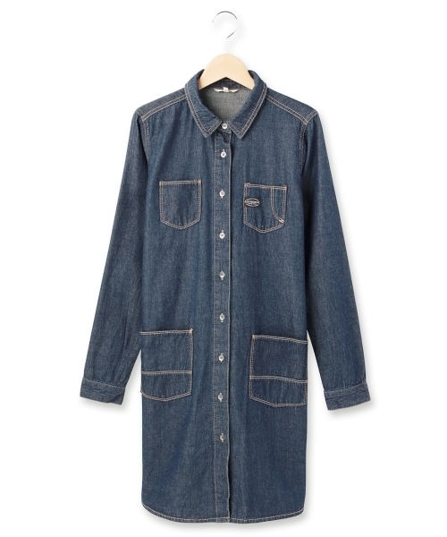 HusHusH(ハッシュアッシュ)の「コットンワンピース(シャツワンピース・レディース・グリーン/ブルー系1/ブルー・03/02)」の1枚目の写真