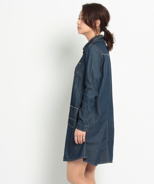 HusHusH(ハッシュアッシュ)の「コットンワンピース(シャツワンピース・レディース・グリーン/ブルー系1/ブルー・03/02)」の5枚目の写真