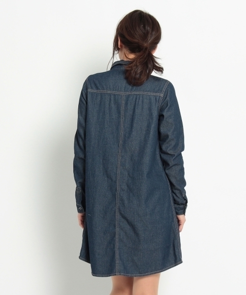 HusHusH(ハッシュアッシュ)の「コットンワンピース(シャツワンピース・レディース・グリーン/ブルー系1/ブルー・03/02)」の6枚目の写真