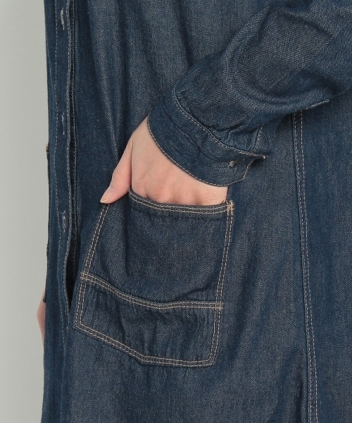 HusHusH(ハッシュアッシュ)の「コットンワンピース(シャツワンピース・レディース・グリーン/ブルー系1/ブルー・03/02)」の8枚目の写真