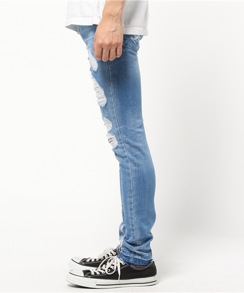 DANKE SCHON(ダンケシェーン)の「DankeSchon/ダンケシェーン/Zip Damege Denim(デニムパンツ・メンズ・インディゴブルー・LARGE/SMALL/X-LARGE/MEDIUM)」の2枚目の写真