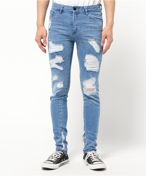 DANKE SCHON(ダンケシェーン)の「DankeSchon/ダンケシェーン/Zip Damege Denim(デニムパンツ・メンズ・インディゴブルー・LARGE/SMALL/X-LARGE/MEDIUM)」の4枚目の写真