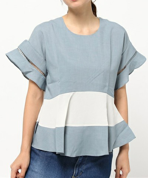 PLAIN CLOTHING（プレーンクロージング）の「切り替えブラウス【PLAIN CLOTHING】（シャツ/ブラウス・レディース・ブルー/ベージュ/ネイビー/ブラック・FREE）」の4枚目の写真