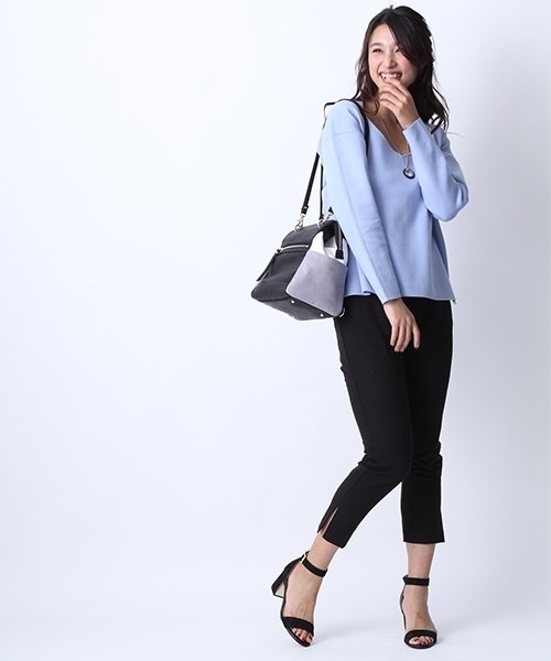 Andemiu（アンデミュウ）の「【椿オイル配合!保湿効果】ＭＯＩＳＴＵＲＥスラックスパンツ747843（その他パンツ・レディース・ブラック/ライトグレー/ライトブルー・LARGE/MEDIUM/SMALL/XX-SMALL）」の6枚目の写真