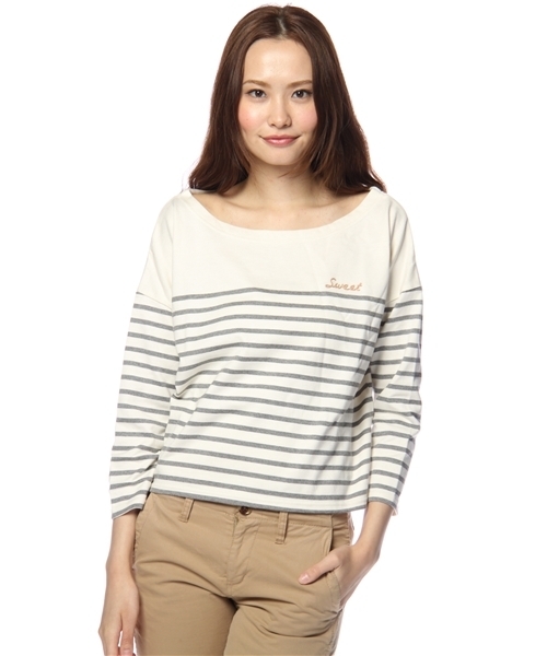 Kastane(カスタネ)の「転換ボーダーP/O(Tシャツ/カットソー・レディース・ネイビー/ブルー系その他/ブルー/レッド/アイボリー/グレー・FREE)」の3枚目の写真