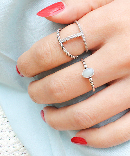 MODE ROBE（モードローブ）の「【Silver925】オーバルストーンリング（リング・レディース・グレー/ブルー/ターコイズブルー/ピンク・12号）」の7枚目の写真