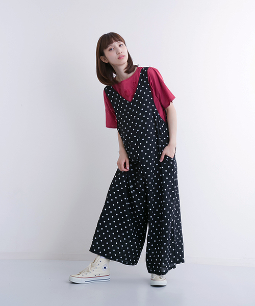 MERLOT（メルロー）の「ドット柄ワイドオールインワン1085（サロペット/オーバーオール・レディース・ネイビー/カーキ/ブラック・FREE）」の15枚目の写真