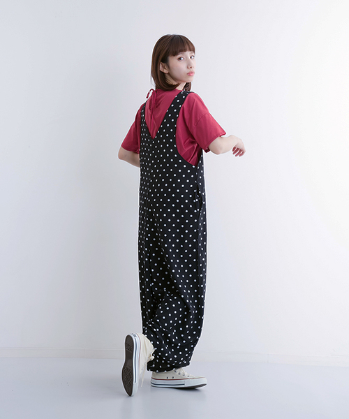 MERLOT（メルロー）の「ドット柄ワイドオールインワン1085（サロペット/オーバーオール・レディース・ネイビー/カーキ/ブラック・FREE）」の16枚目の写真