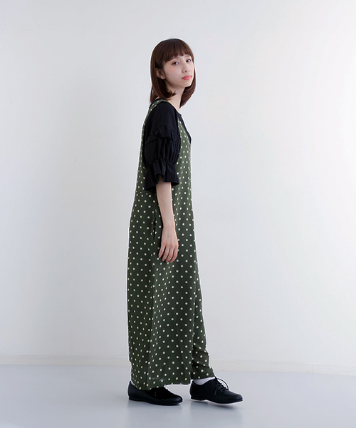 MERLOT（メルロー）の「ドット柄ワイドオールインワン1085（サロペット/オーバーオール・レディース・ネイビー/カーキ/ブラック・FREE）」の9枚目の写真