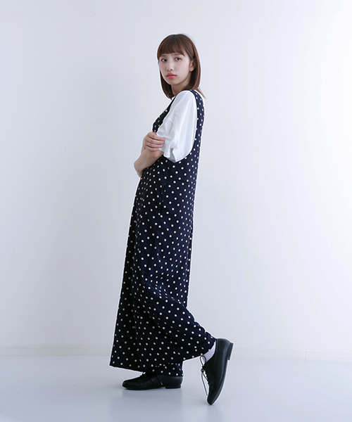 MERLOT（メルロー）の「ドット柄ワイドオールインワン1085（サロペット/オーバーオール・レディース・ネイビー/カーキ/ブラック・FREE）」の11枚目の写真