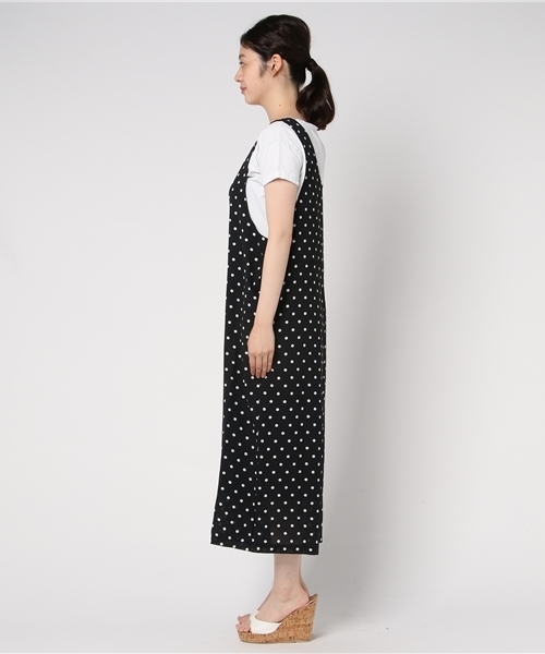 MERLOT（メルロー）の「ドット柄ワイドオールインワン1085（サロペット/オーバーオール・レディース・ネイビー/カーキ/ブラック・FREE）」の5枚目の写真