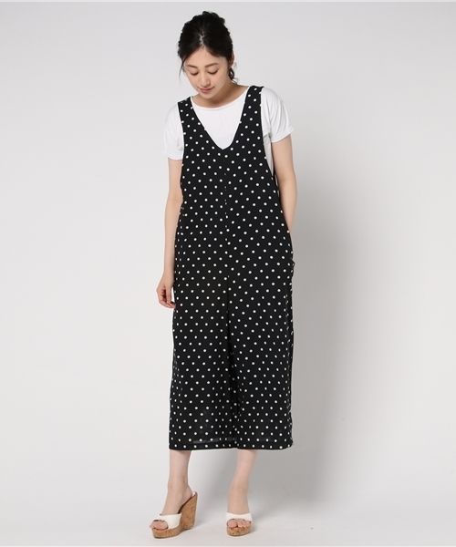 MERLOT（メルロー）の「ドット柄ワイドオールインワン1085（サロペット/オーバーオール・レディース・ネイビー/カーキ/ブラック・FREE）」の14枚目の写真