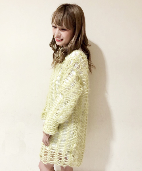onespo（ワンスポ）の「モヘアニット（ニット/セーター・レディース・ブラック/ピンク/アイボリー/イエロー・M）」の4枚目の写真