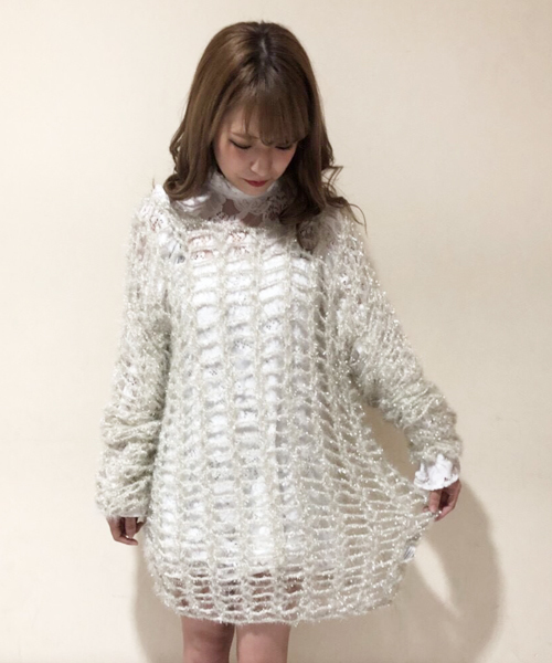 onespo（ワンスポ）の「モヘアニット（ニット/セーター・レディース・ブラック/ピンク/アイボリー/イエロー・M）」の2枚目の写真