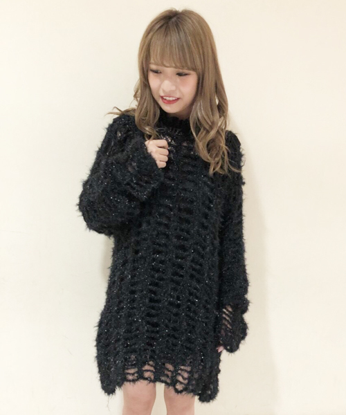 onespo（ワンスポ）の「モヘアニット（ニット/セーター・レディース・ブラック/ピンク/アイボリー/イエロー・M）」の3枚目の写真