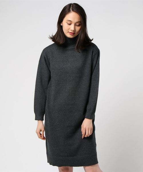 koe（コエ）の「バックシームタートルニットワンピース（ワンピース・レディース・キャメル/チャコールグレー/ブラック・L/M/S）」の3枚目の写真