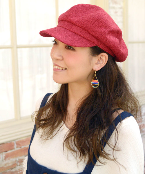 チャイハネ（チャイハネ）の「【チャイハネ】麻混シンプルキャスケット（キャスケット・レディース・パープル/ブルー/サンドベージュ/レッド/ブラック・FREE）」の2枚目の写真