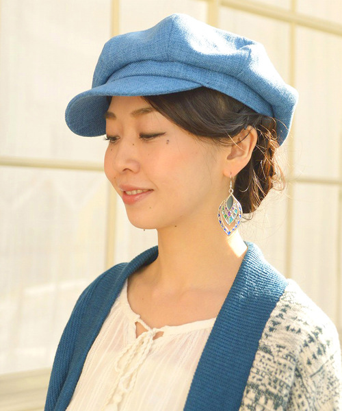 チャイハネ（チャイハネ）の「【チャイハネ】麻混シンプルキャスケット（キャスケット・レディース・パープル/ブルー/サンドベージュ/レッド/ブラック・FREE）」の5枚目の写真