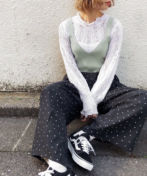 PAGEBOY（ページボーイ）の「ドットラップワイドパンツ（その他パンツ・レディース・ホワイト系その他/ブラック系その他・FREE）」の2枚目の写真