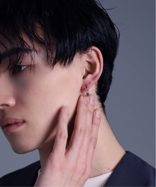 シルバーフープピアス 2個セット ARTIDA OUD ピアス 「bone」 オーガニックthin small シルバー