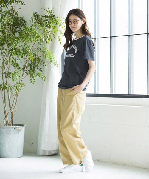 WEGO（ウィゴー）の「WEGO/アーチロゴリンガーTシャツ（Tシャツ/カットソー・レディース・マスタード/アイボリー/スミクロ・FREE）」の17枚目の写真