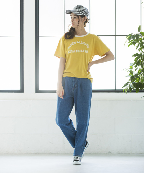 WEGO（ウィゴー）の「WEGO/アーチロゴリンガーTシャツ（Tシャツ/カットソー・レディース・マスタード/アイボリー/スミクロ・FREE）」の14枚目の写真