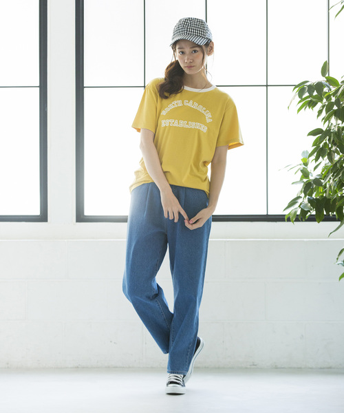 WEGO（ウィゴー）の「WEGO/アーチロゴリンガーTシャツ（Tシャツ/カットソー・レディース・マスタード/アイボリー/スミクロ・FREE）」の13枚目の写真