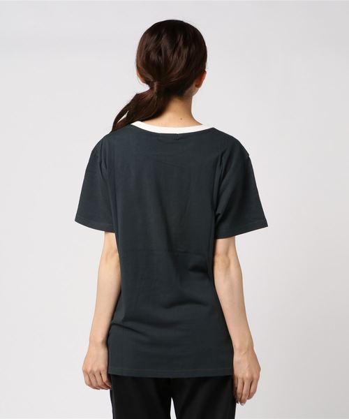 WEGO（ウィゴー）の「WEGO/アーチロゴリンガーTシャツ（Tシャツ/カットソー・レディース・マスタード/アイボリー/スミクロ・FREE）」の7枚目の写真