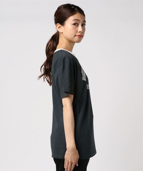 WEGO（ウィゴー）の「WEGO/アーチロゴリンガーTシャツ（Tシャツ/カットソー・レディース・マスタード/アイボリー/スミクロ・FREE）」の4枚目の写真